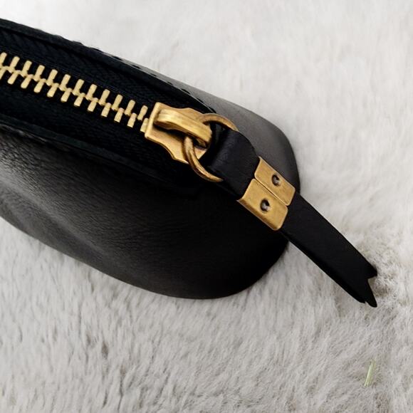 Madewell Black Leather Makeup Pouch Travel Cosmetic Bag Monogrammed RJ NWT - Picture 10 of 11